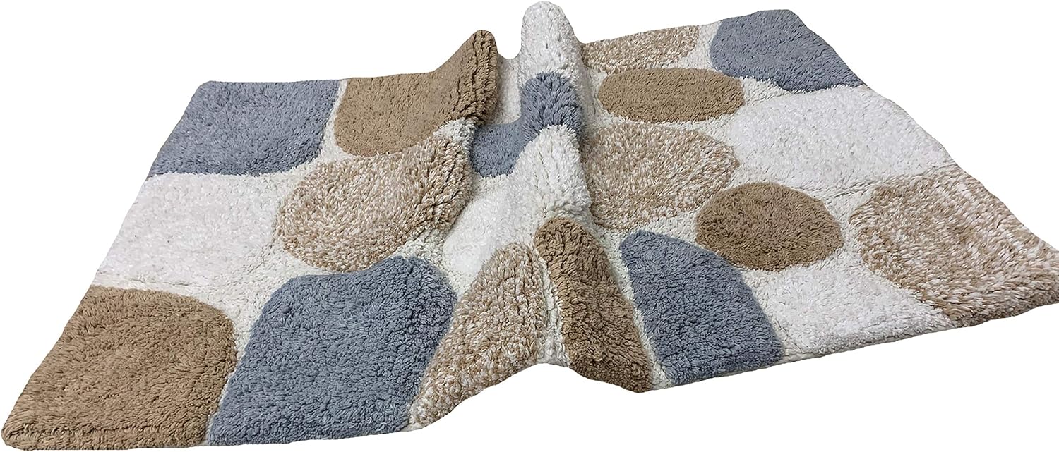 Pebble Bath Rugs Runner 21x31 Grey Beige, Bath Room Rugs Set, Bathroom Rugs Runner, Soft Absorbent Machine Washable Bath Runner Rugs, Bath Rug 100% Cotton Rugs Runner- Antiskid: Kitchen & Dining