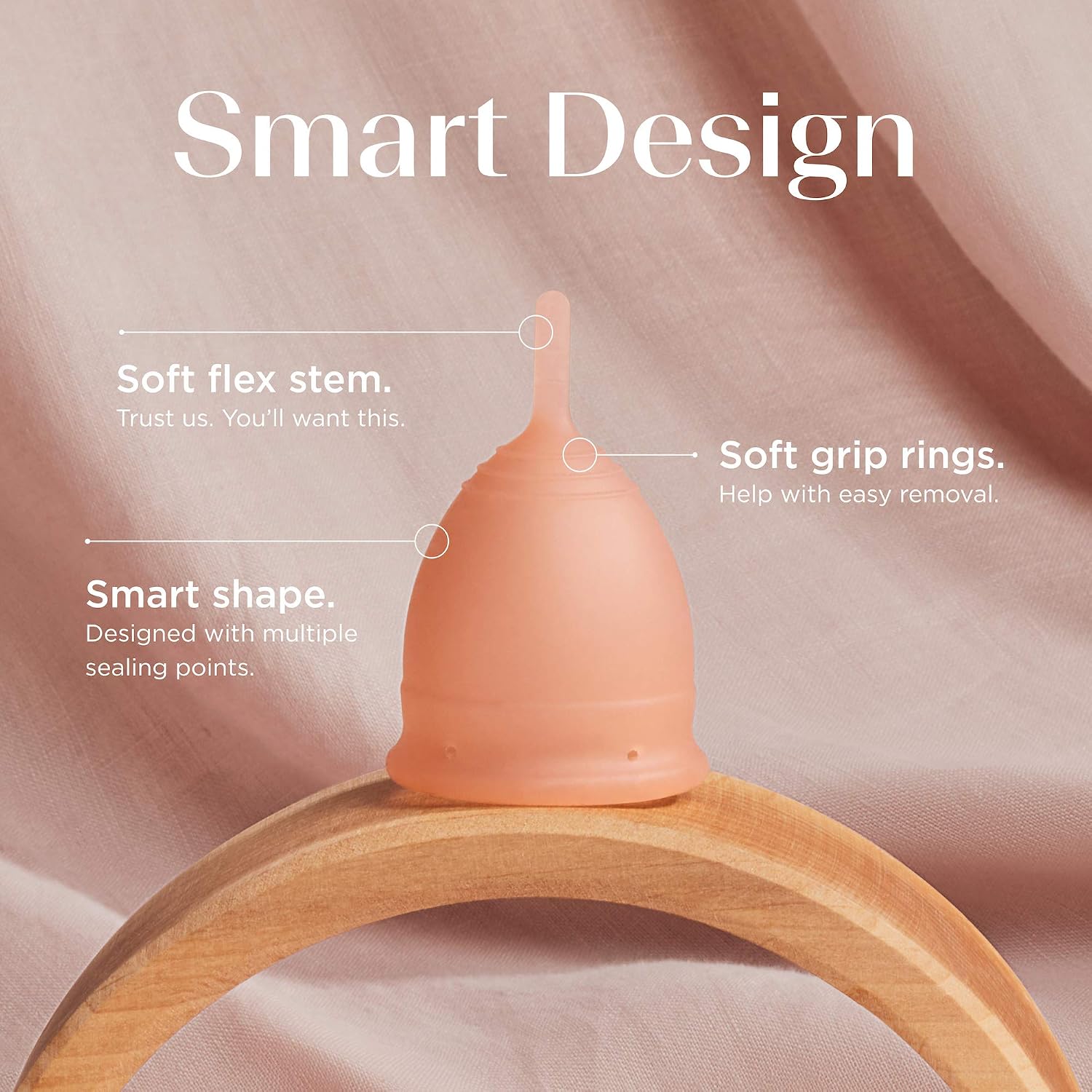 Saalt Soft Menstrual Cup - Super Soft and Flexible - Best Sensitive Cup - Wear for 12 Hours - Made in USA (Desert Blush, Regular) - Image 4