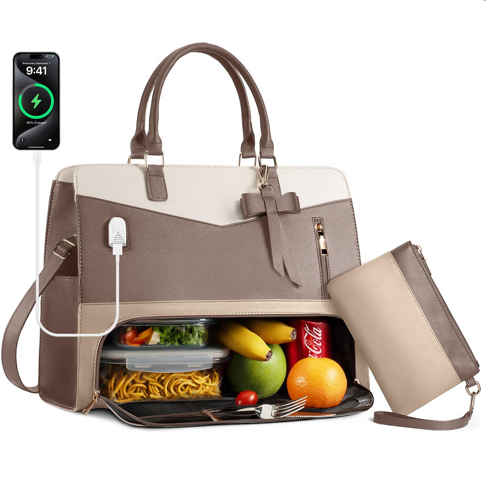 View 1 of ***used****Tiostep Lunch Tote Bag for Womek Bag with Lunch Insulated Compartment and Purse Combo Wf Pag for Daily, nic