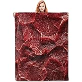 Meat Blanket Gifts for Adults Kids Soft Warm Lightweight Cozy Plush Beaf Foods Throw Blankets for Bedroom Living Room Sofa Home Decor 60"x50"
