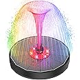 GAIZERL Solar Fountain Upgrade, 3.5W Solar Birdbath Fountains with Colorful Lights, Glass Panel, 2200mAh Battery, Hummingbird Water Pumps with 8 Spray Modes & 4 Fixed Pipes for Garden, Pool, Pond