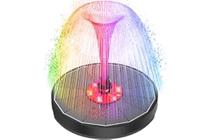 GAIZERL Solar Fountain Upgrade, 3.5W Solar Birdbath Fountains with Colorful Lights, Glass Panel, 2200mAh Battery, Hummingbird Water Pumps with 8 Spray Modes & 4 Fixed Pipes for Garden, Pool, Pond