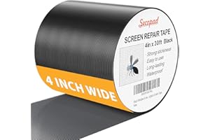 Secopad Black Window Screen Repair Kit, 4 in X 30 FT (360IN) Screen Repair Tape for Windows or Doors, Strong Adhesive Fiberglass Mesh Patch Tape