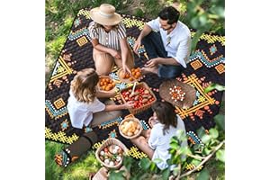 OUTTERRA Picnic Blanket 80''x80'' Extra Large Outdoor Blanket, Waterproof Beach Blankets, Foldable Picnic Mat for Camping, Grass, Park, Travel - SavannaBrown