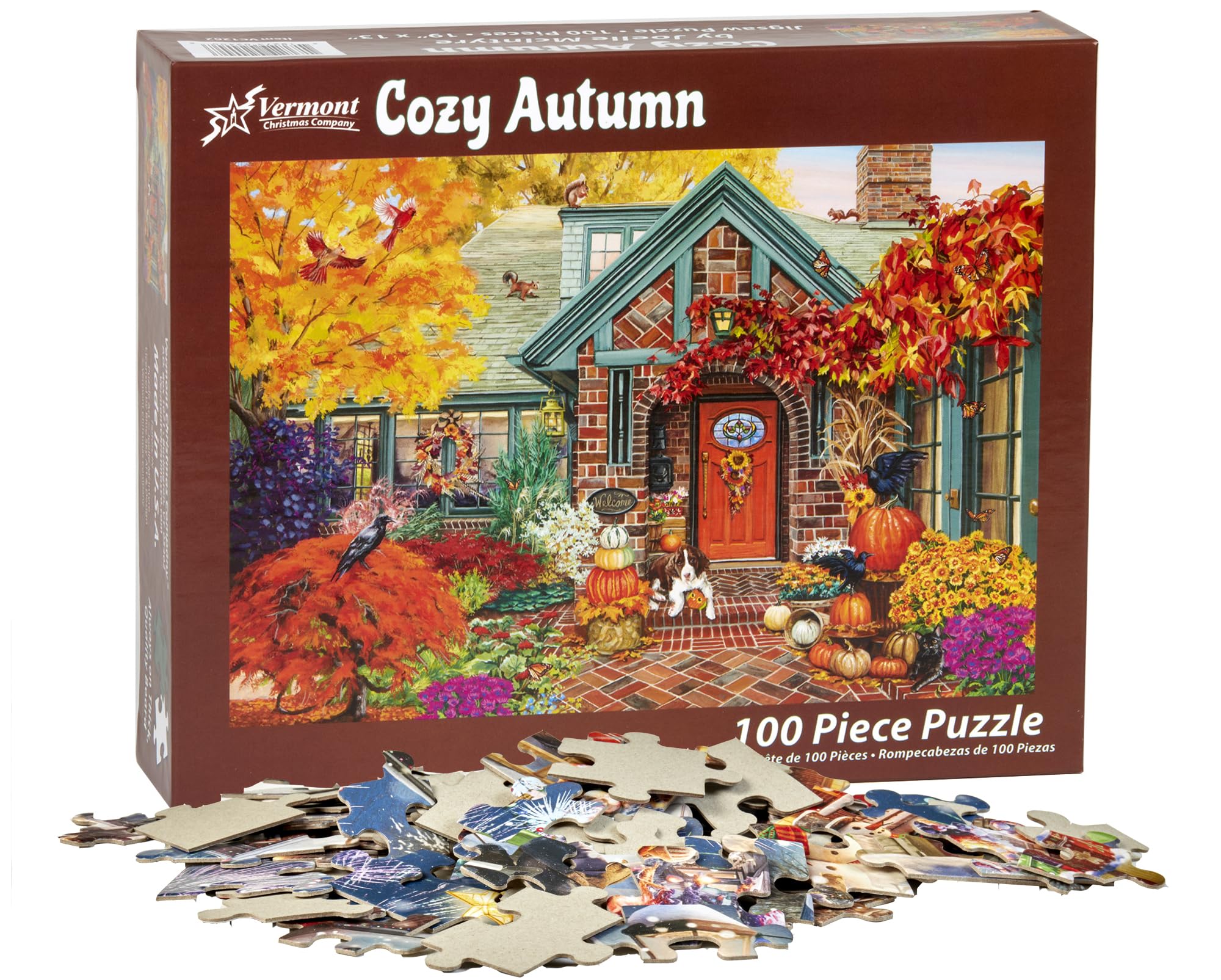 Vermont Christmas Company Cozy Autumn Jigsaw Puzzle 100 Piece, Large Pieces Perfect for Kids and Seniors