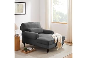 Condemo Modern Chaise Lounge Chair with Adjustable Backrest, Upholstered Indoor Leisure Sofa Recliner, Chair Sleeper for Bedroom, Living Room, Study Room, Office, Dark Gray