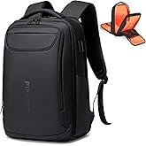 FENRUIEN Business Backpack for Men,Water Resistant Tech Backpack with Charger,Black Laptop Backpack 15.6 Inch