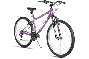 HH HILAND HILAND 26 Inch Womens and Mens Mountain Bike, 18 Speed Steel Frame Adult Bicycle, MTB Bikes with Suspension Fork, V Brake, Mountain Bicycle for Woman Man, Purple Green White