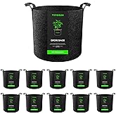VIVOSUN 10-Pack 3 Gallon Grow Bags, Reinforced Planter Fabric Pots for Gardening Black