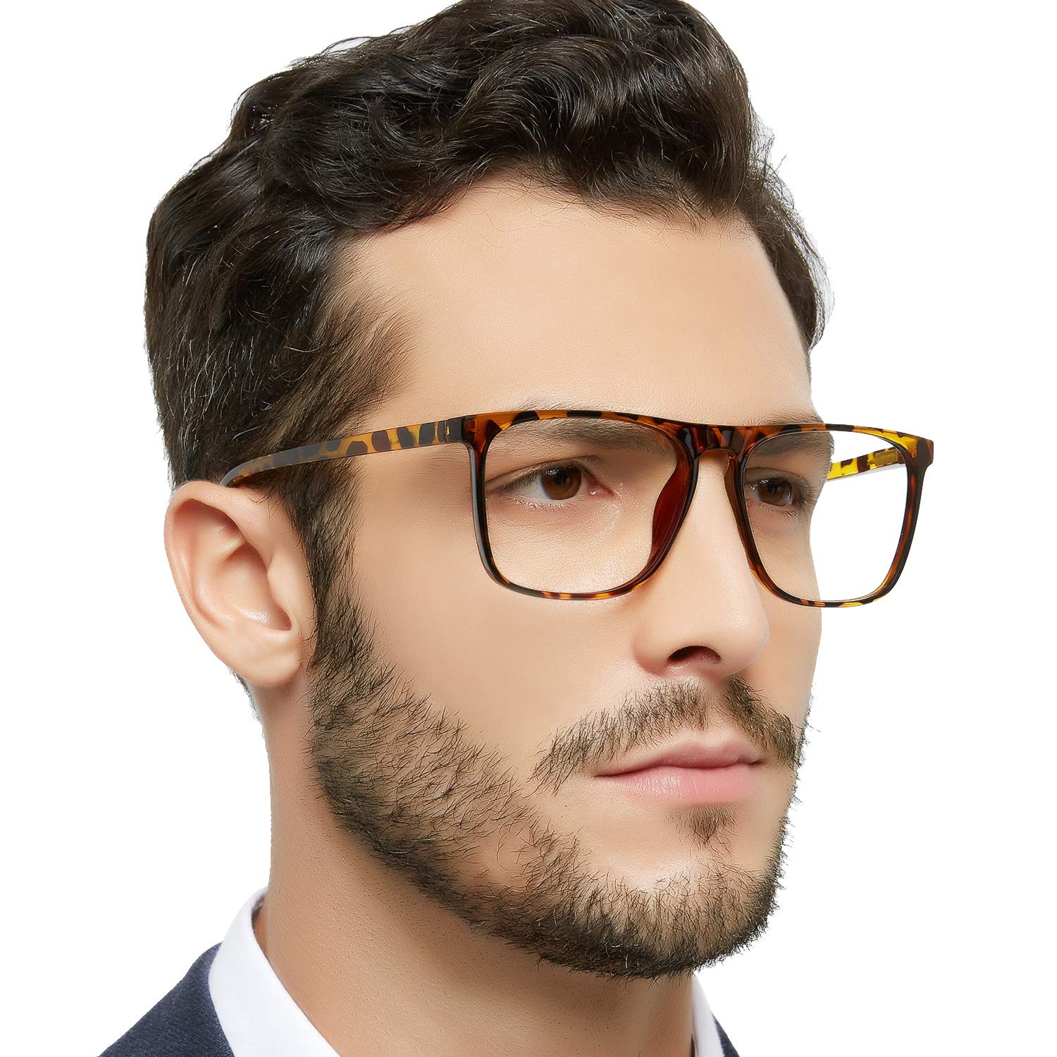 OCCI CHIARI Blue Light Blocking Glasses Men's Reading Glasses 3.5 Big Retro Readers for Men Computer Glasses Spring Hinge (Yellow Tortoiseshell,350)