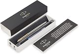 Parker Jotter Fountain Pen Stainless Steel Gold Trim Medium Nib Blue Ink view 4