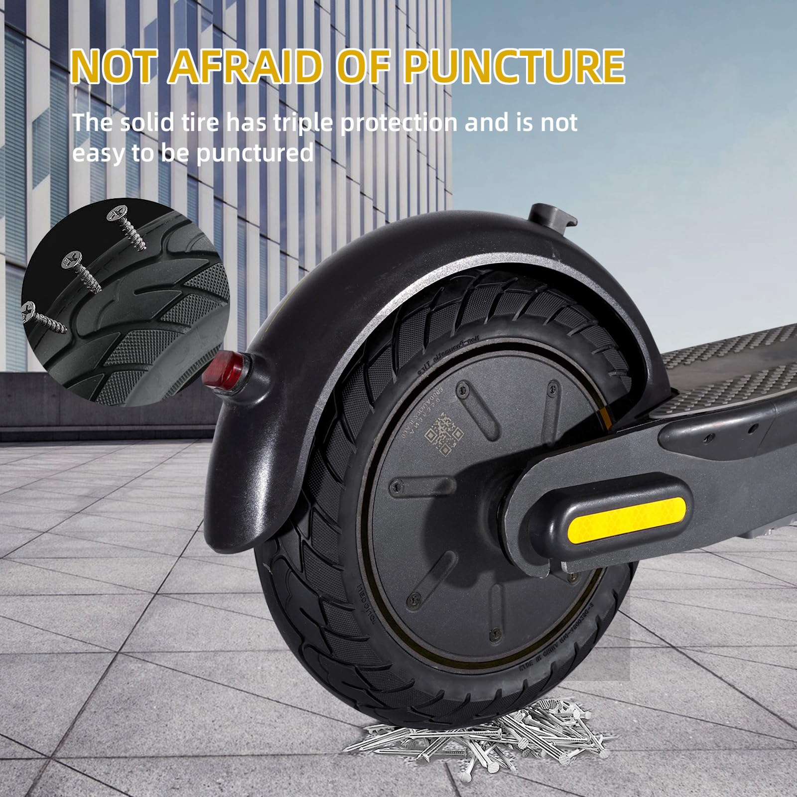 Solid Rubber Tire 10x2.125 Inch for Gotrax G4 XR/Ninebot Segway F35 F65 Electric Scooter, Honeycomb Explosion-Proof Double Shock Absorption Front/Rear Tire Replacement Accessories 2PCS