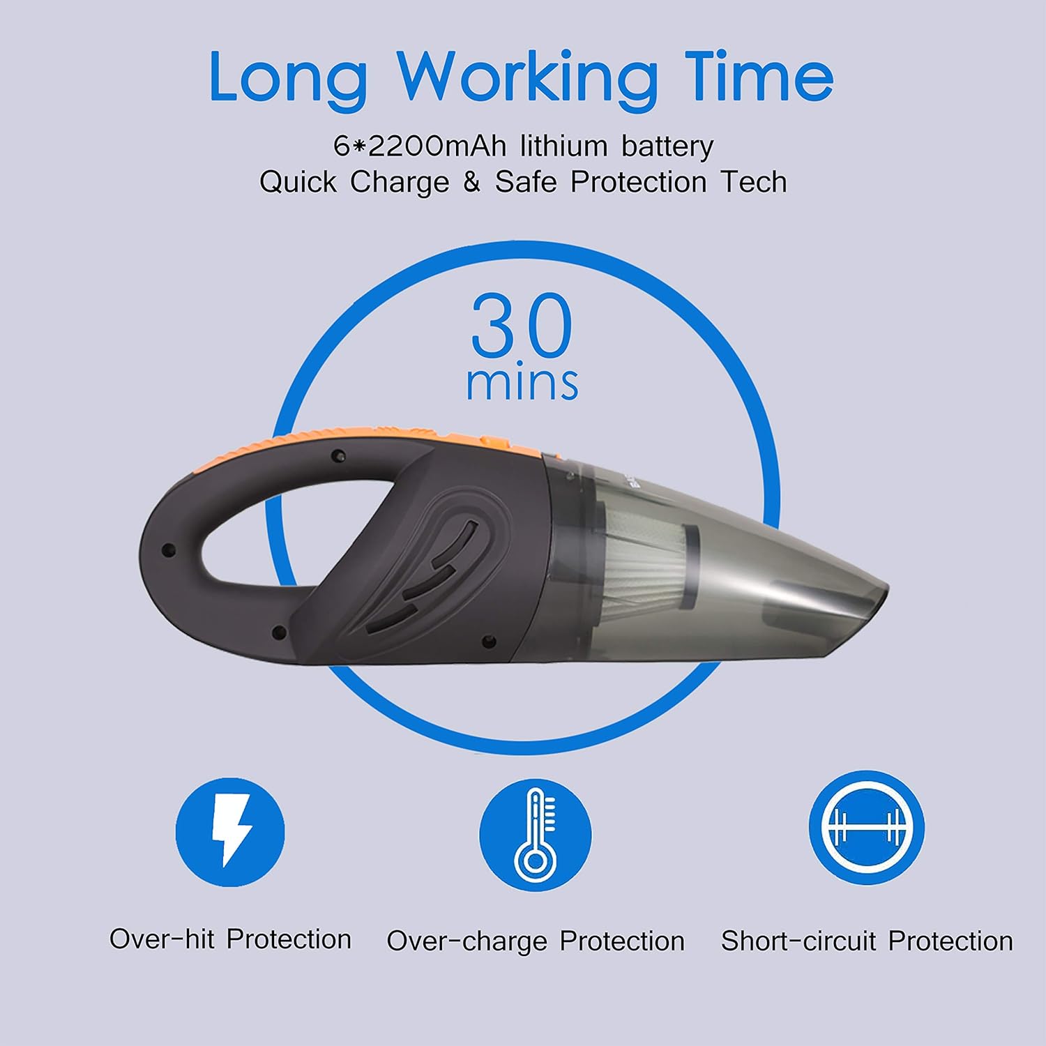 Baseland Cordless Handheld Vacuum, Portable Car Vacuum Cleaner, Upgraded Rechargeable Vacuum for Household and Car Cleaning，with 2 Kinds of USB and Socket Charging Line. -