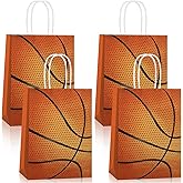 Hikio 30 PCS Basketball Gift Paper Bags Basketball Favor Bags with Handles Party Decorations for Basketball Theme Party Birthday Baby Shower