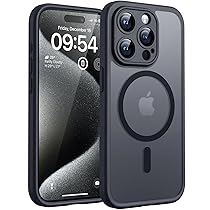 TOCOL Cover Magnetica per iPhone 15 Pro Max 6,7 Pollic, Compatibile con MagSafe, Protezione Fotocamera Integrata, Custodia Antiurto Traslucida Opaca, Nero