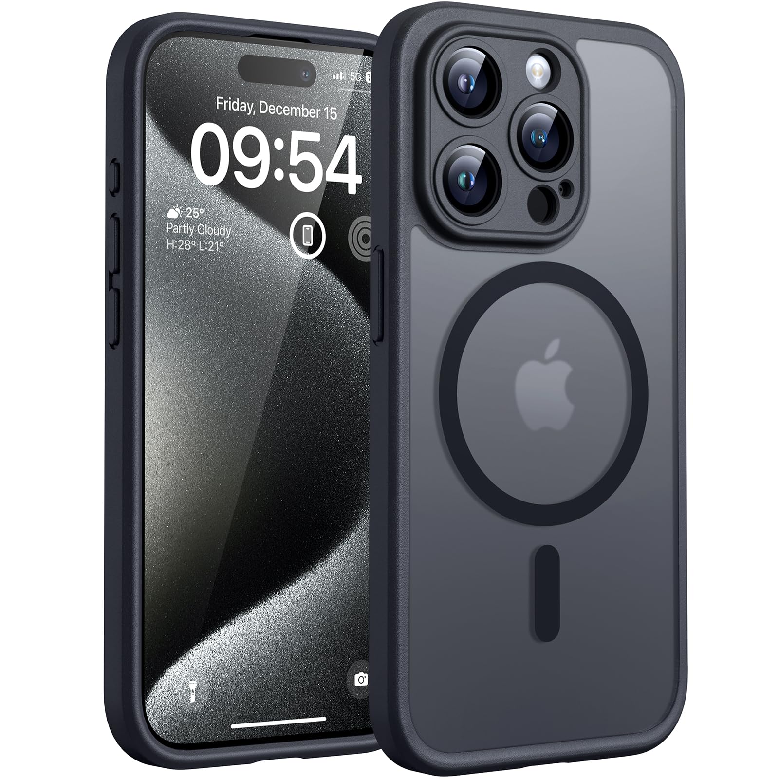 Photo 1 of TOCOL Magnetic for iPhone 15 Pro Max Case, Upgraded Full Camera Protection, Compatible with Magsafe, Drop Protection, Translucent Matte Back Bumper Phone Cover 6.7-Inch?Black?