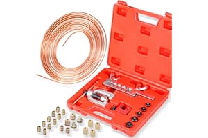 3/16" Complete Brake Line Kit, 25FT Copper Coated Tubing, Flaring Tool & Fittings for Use in Hydraulic Brake Systems, Fuel Li