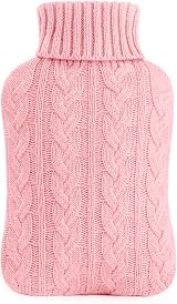 Samply Hot Water Bottle with Knitted Cover 2L Pink Deluxe Warm Compress