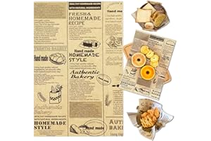 OTOPETE 200Pcs Food Paper Sheets, 12"x7.8" Grease Resistant Food Wrapper Paper, Newspaper Theme Hamburger Sandwich Basket Liner, Tray Liner, for Home Kitchen Baking, Picnic, Party, Kraft Paper