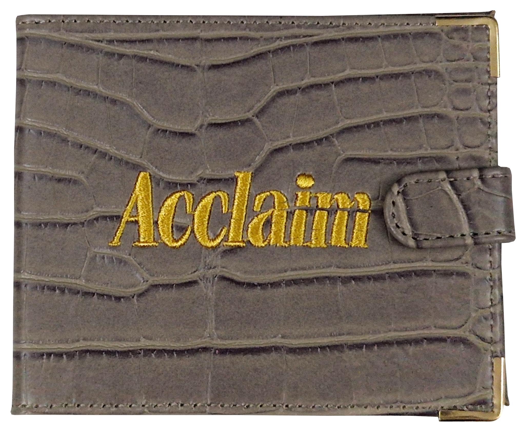 Acclaim Folding Wallet Style Lawn Bowls Bowling Scorecard Holder Synthetic Reptile Texture Effect Press Stud Closure 12.5 cm x 10 cm Closed (Grey)