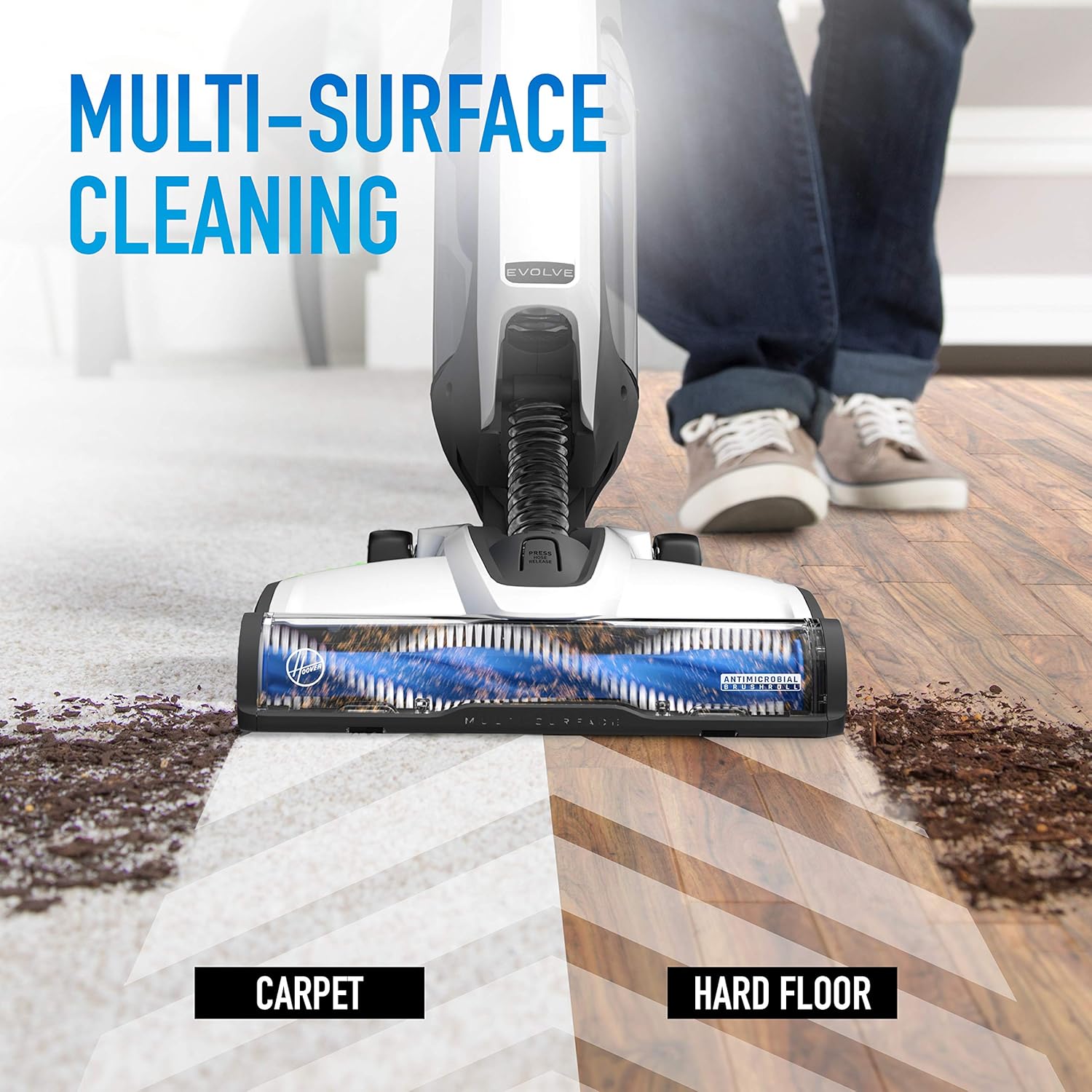 Hoover Onepwr Evolve Pet Cordless Small Upright Vacuum Cleaner, Lightweight Stick Vac, BH53420PC, White: Home & Kitchen