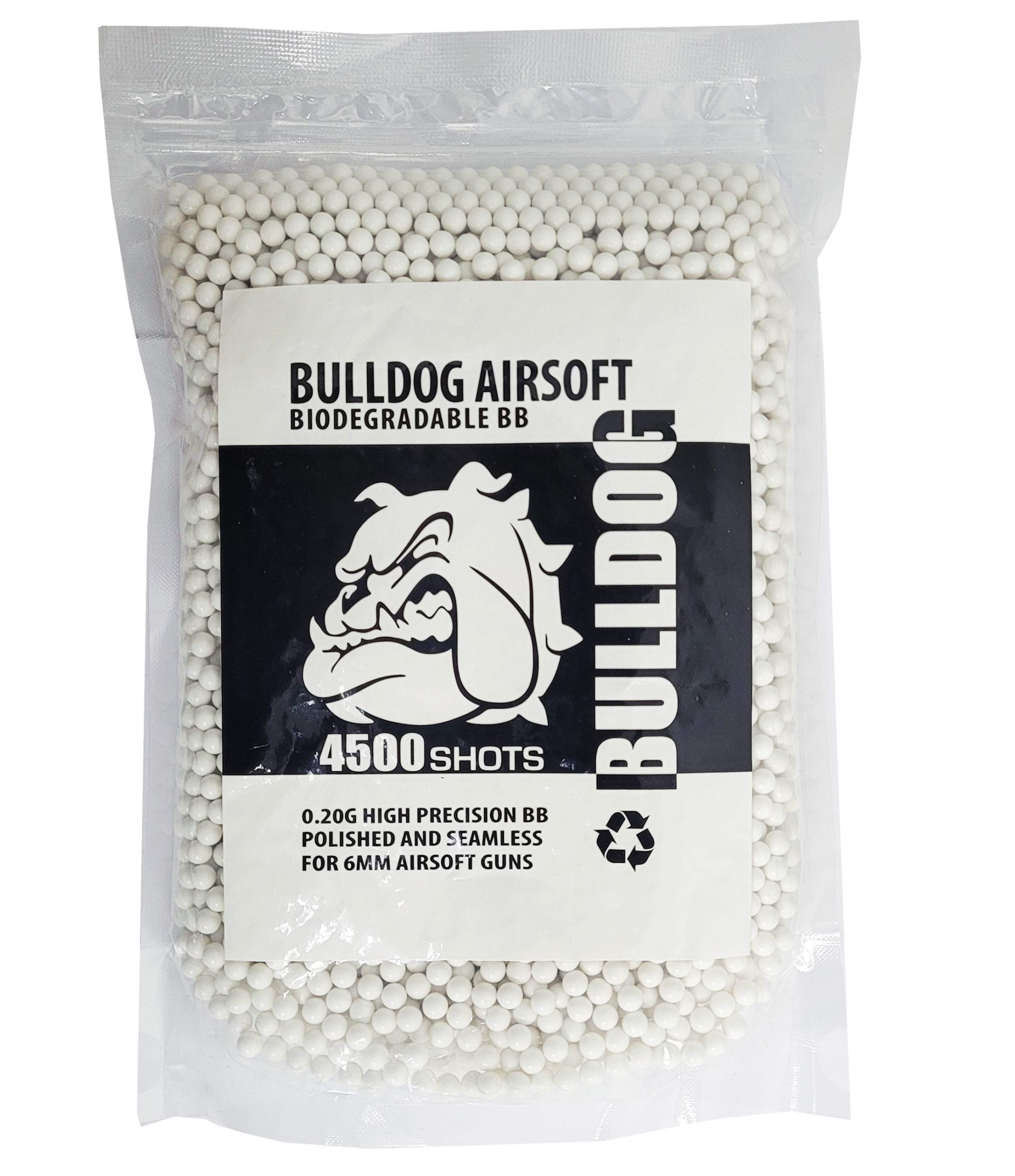 BULLDOG AIRSOFT 0.20G Biodegradable Pro Grade 0.20g 6mm BB Pellets White Triple Polished 4500 Rounds