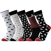 GLENMEARL Mens Dress Socks, 5 Pair Combed Cotton Colorful Patterned Funny Crew Socks for Men Comfort