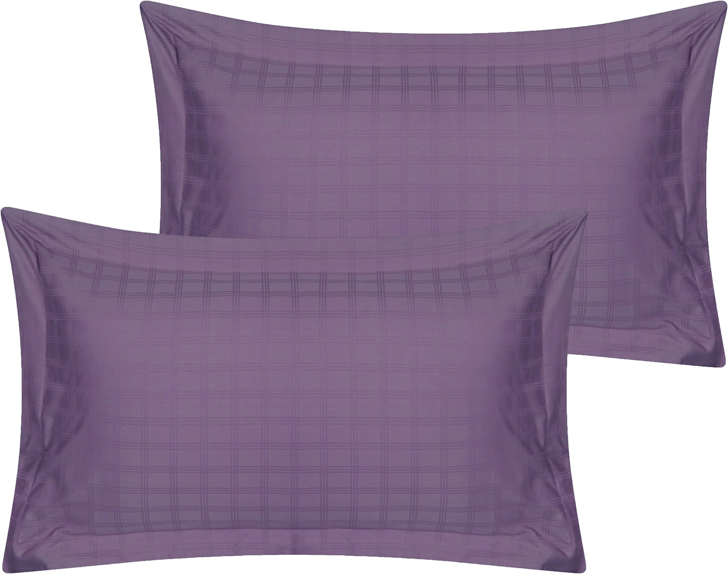 MAS International Luxury Premium Hotel Collection 400 Thread Count 100% Cotton Satin Stripe Check Purple House Wife pillowcases Only