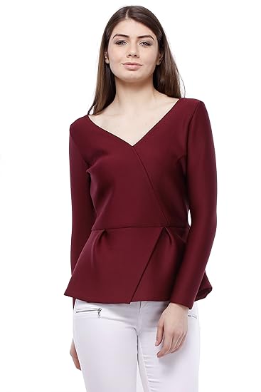 maroon peplum top