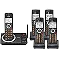 AT&T 5-Handset Expandable DECT 6.0 Cordless Home Phone with Large Display, Big Buttons, Answering Machine, Smart Call Blocker, Long Range, Caller ID, Speakerphone, Intercom: CL82518 (Charcoal Black)