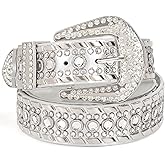 SUOSDEY Rhinestone Belt for Men Women Western Cowboy Cowgirl Bling Studded Leather Belt for Jeans Pants