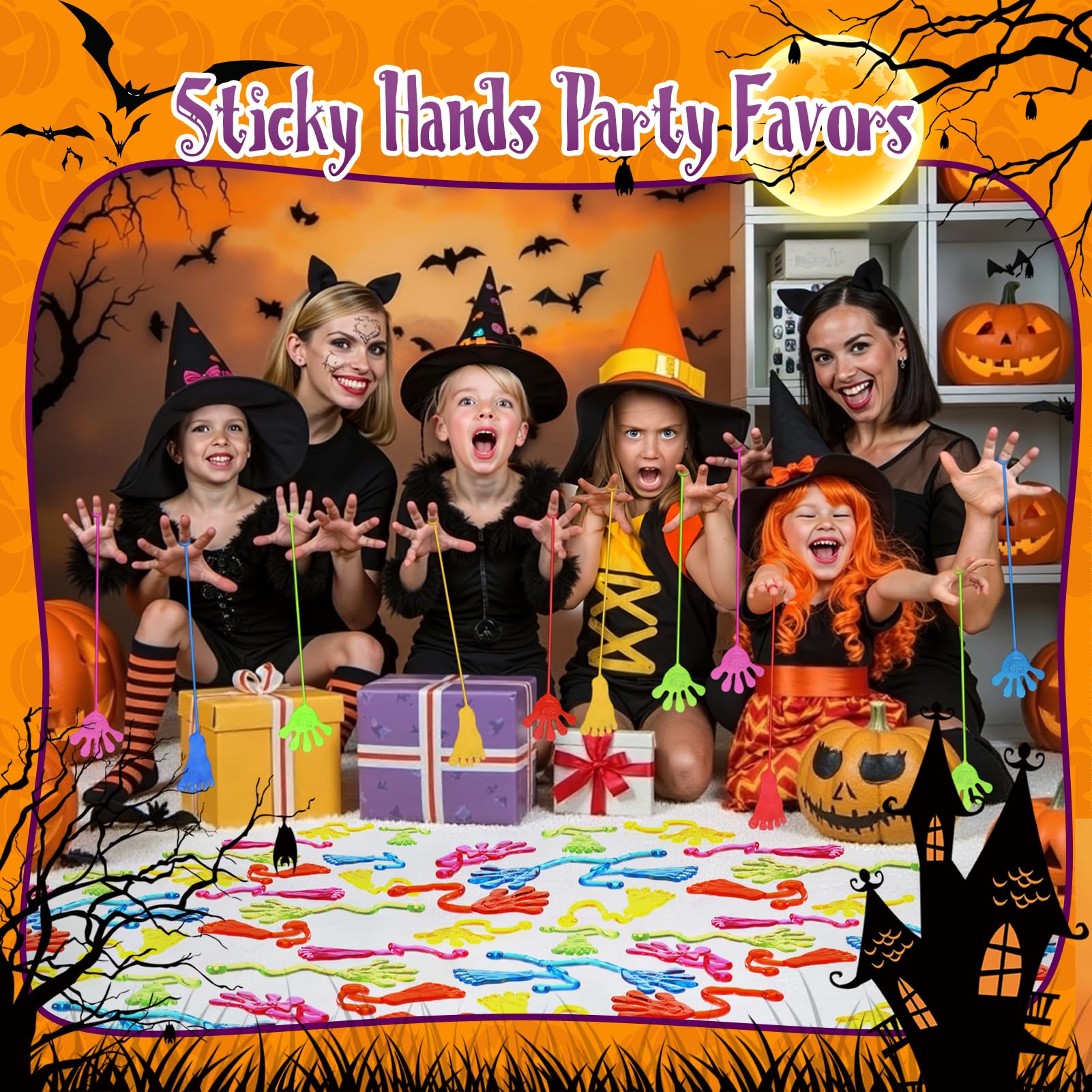 Sticky Hands Bulk 30 PCS Party Favors for Kids 4-8,8-12 Year Stretchy Sticky Hand Feet Goodie Bags Stuffers for Kids Mini Christmas Classroom Prizes Student Gifts Teacher Birthday Trinkets Slap Hand