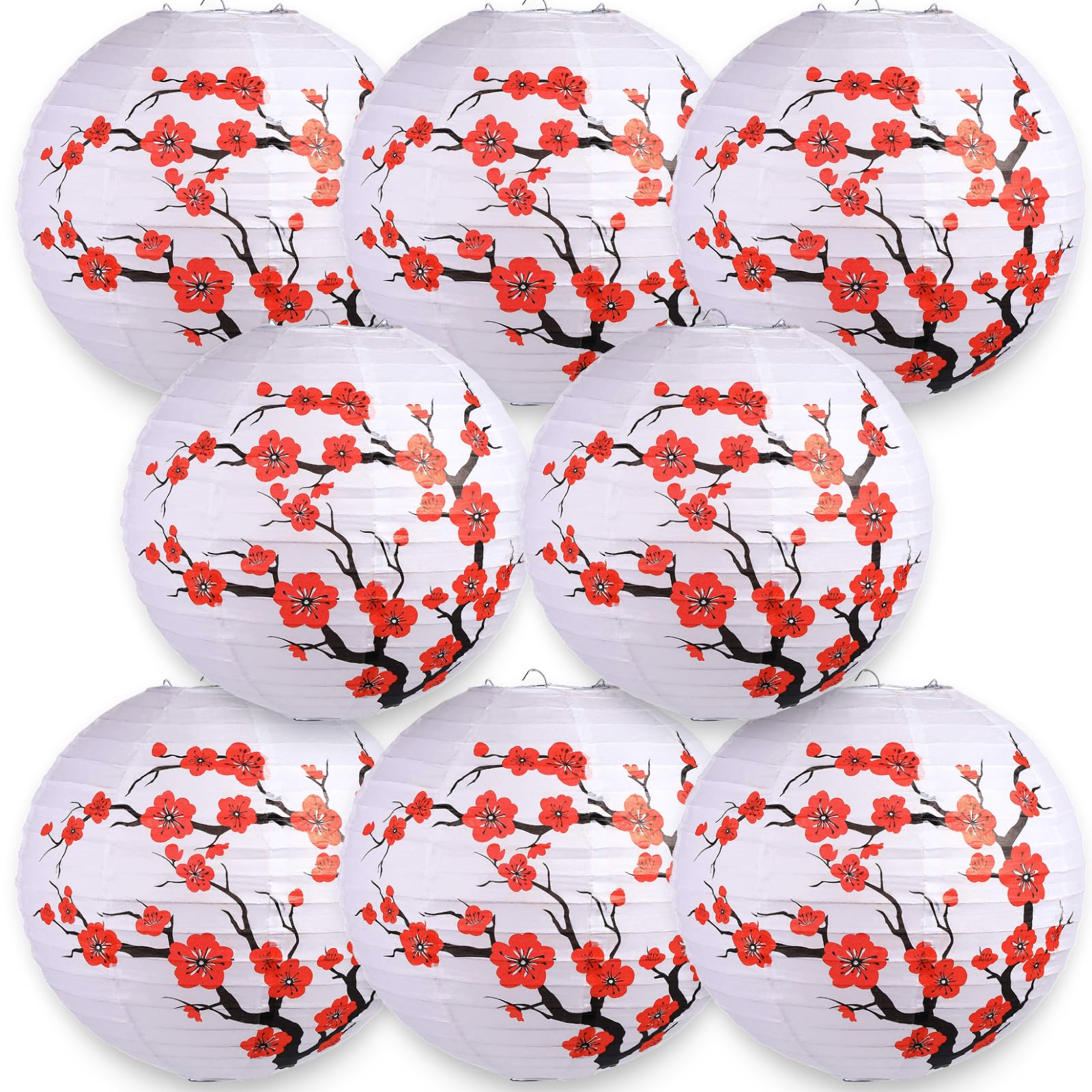 Photo 1 of 8Pcs Chinese Japanese Cherry Design Paper Lantern Lamp Shade for Japanese Restaurant Church Wedding Gift Party Favors DIY Decoration Oriental Style Light Restaurant (B. 8 Red Paper Lamp)