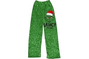MKLUNJOP Christmas Pajama Pants Cute Flannel Bottom Xmas Pyjamas Trousers Funny Holiday Pjs Trouser