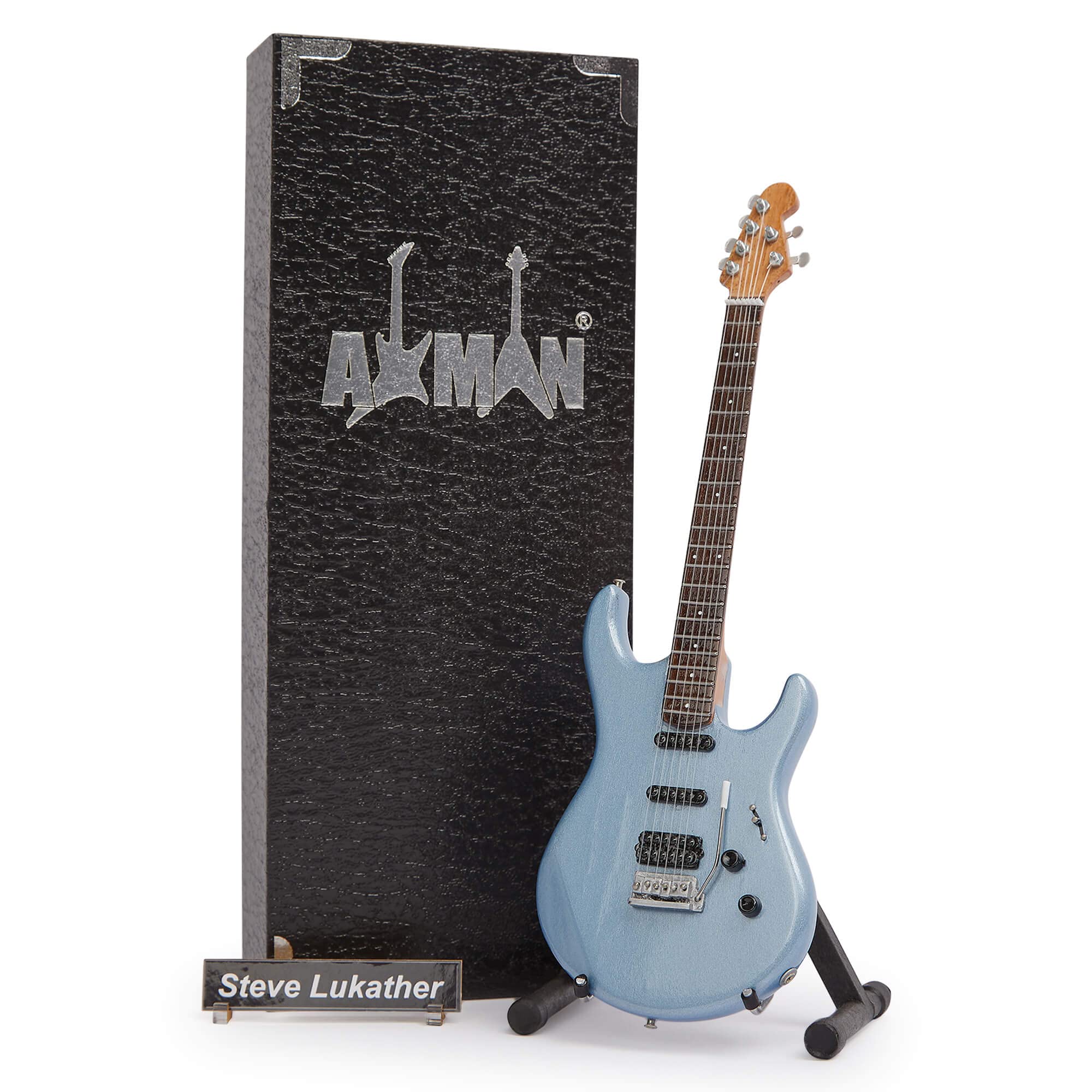 Steve Lukather (Toto) Miniature Guitar Replica - Music Gifts - Handmade Ornamental 1/4 Scale - Includes a Display Box, Name Tag and Miniature Guitar Stand