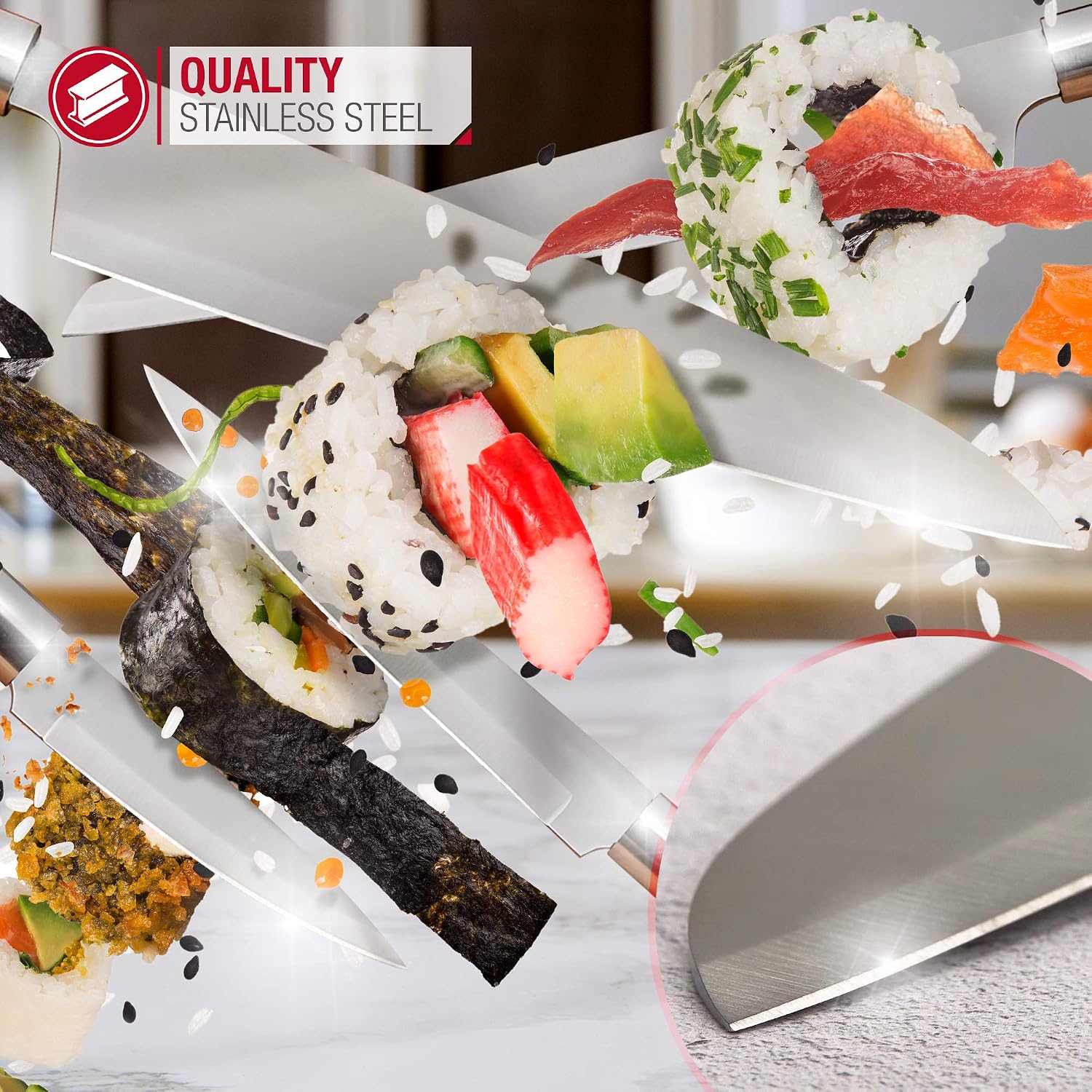 NETTA Kitchen Knife Set including Block, 6 Piece Stainless Steel Including Block - Image 5
