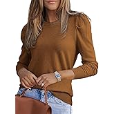 Dokotoo Women's Sweaters 2025 Long Sleeve Crewneck Casual Tops Lightweight Wool Pullover Jumper Shirts