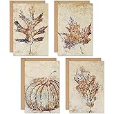 Whaline 32 Pack Fall Leaves Thank You Cards Vintage Maple Leaves Pumpkin Greeting Cards with Envelope Stickers Blank Note Cards for Autumn Harvest Thanksgiving Holiday, 4 x 6 Inch