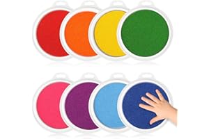 HOINY 8 Colors 7" Large Ink Pads, Safe & Washable Stamp Pads for Kids, Vibrant Craft Ink Pad for Handprint & Footprint Art, Finger Painting, Card Making DIY Crafting, Paper, Wood, Fabric