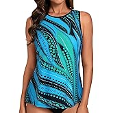 Hanna Nikole Tankini Tops for Women High Neck Swimsuits Top Tummy Control Bathing Suits Modest Swim Tank Top No Bottom