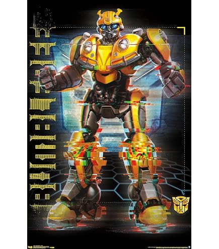 Tableau Transformers Bumblebee 4 Parties - 131x62 Cm Sur Bois - Déco Moderne Voiture De Sport