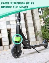 TENBOOM Kids Scooter with Handle Brake Light Up Wheels Black view 6