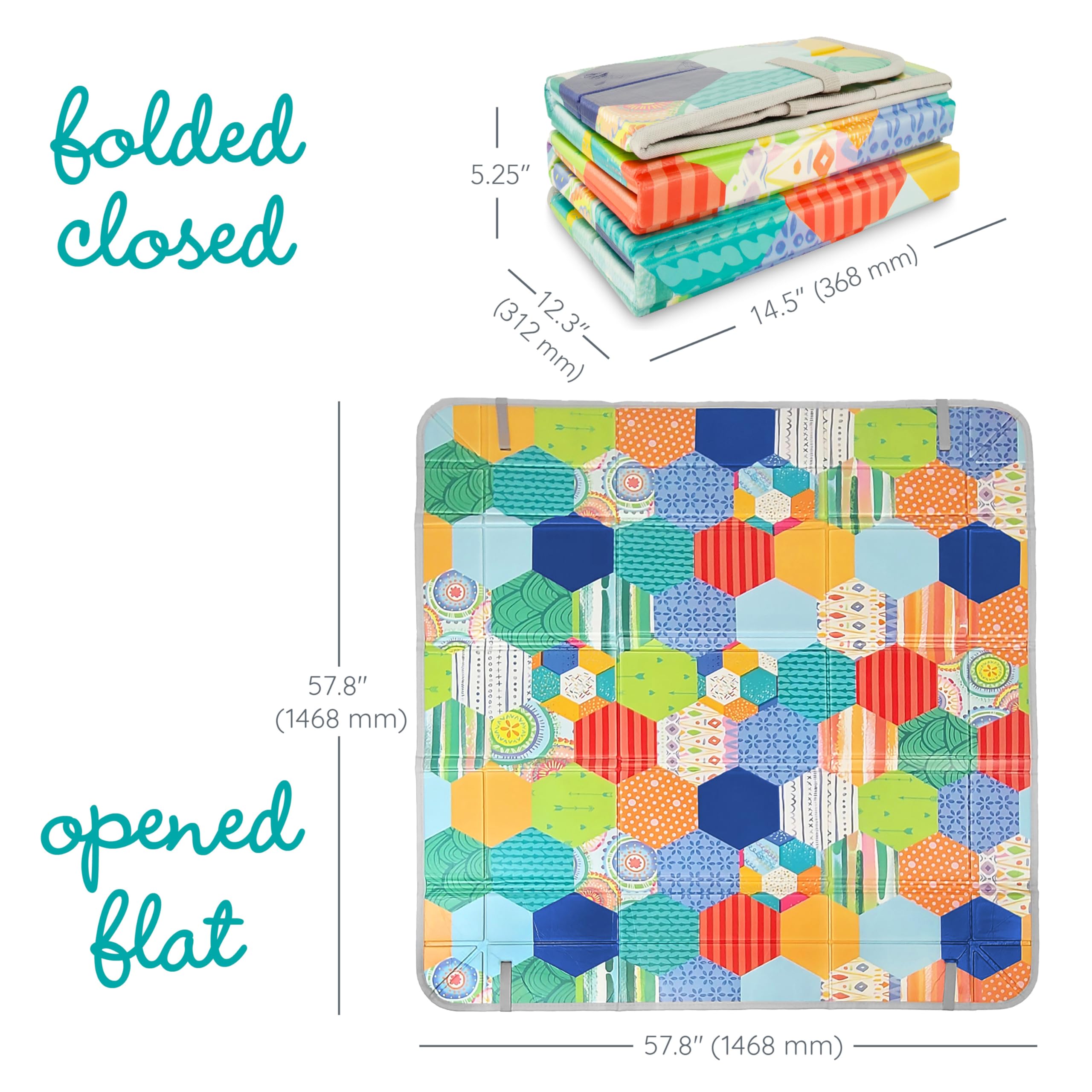 Infantino Foldable Soft Foam Play Mat, Baby Play Mat for Tummy Time & Floor Play, Lightweight, Easy to Store, Wipeable, Multicolor