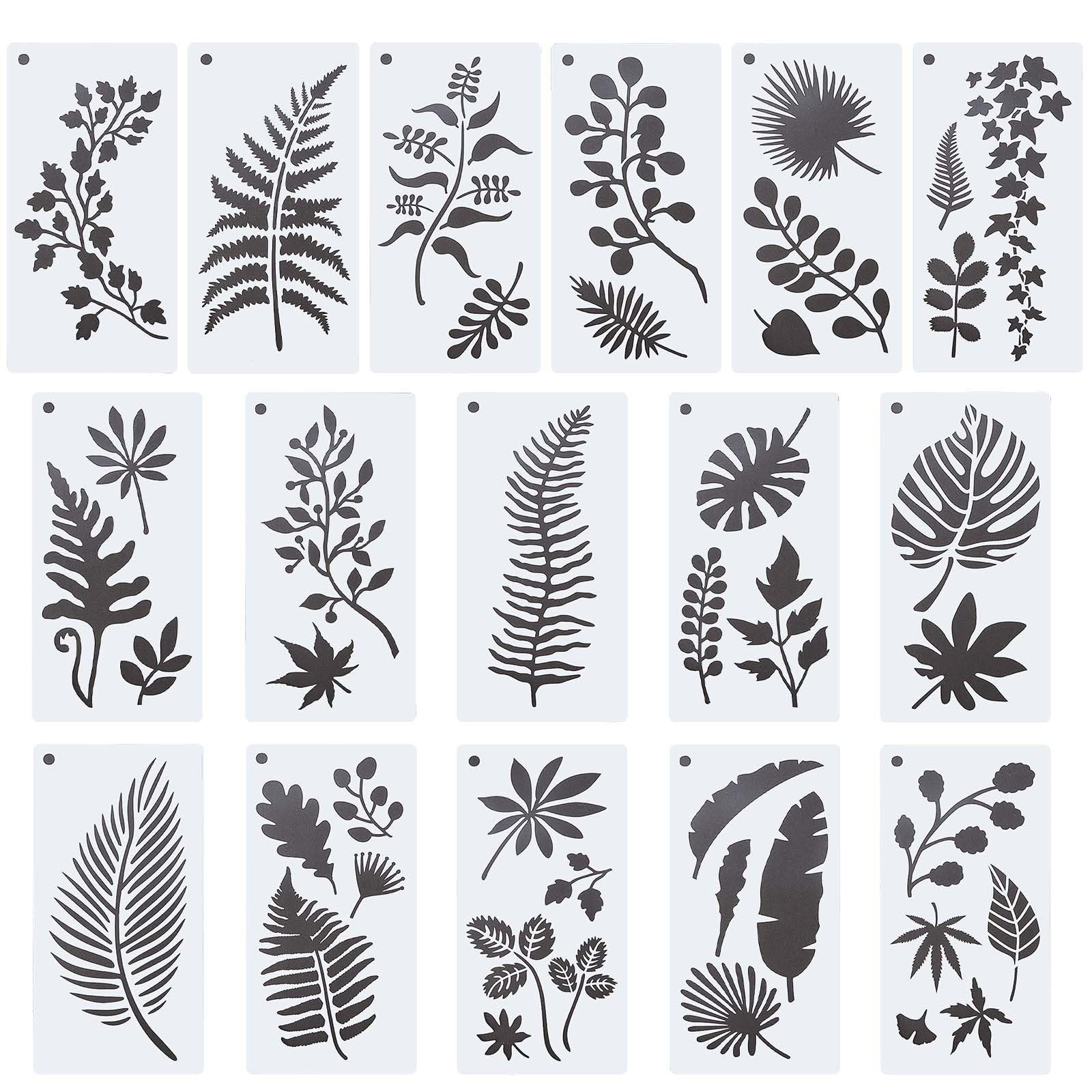 GORGECRAFT 16PCS Large Tropical Leaf Stencils 30x15cm Plant Leaves Template for Painting Botanical Monstera Palm Fern Foliage Reusable Drawing Stencil for Wall Furniture Floor Canvas Wood Home Decor
