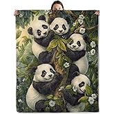 wyxdwh Cute Panda Blanket, Cozy Flannel Adorable Pandas in a Tree Throw Blanket for Couch Outdoor, Plush Soft Lightweight Travel Blankets for Bed Decor and Gifts, for Women Boys Girls Kids 50"x60"