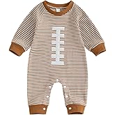 SAYOO Infant Baby Boy Football Outfit Rugby Print Funny Sweatshirt Romper Playsuit Football Season Cotton One-piece Jumpsuit