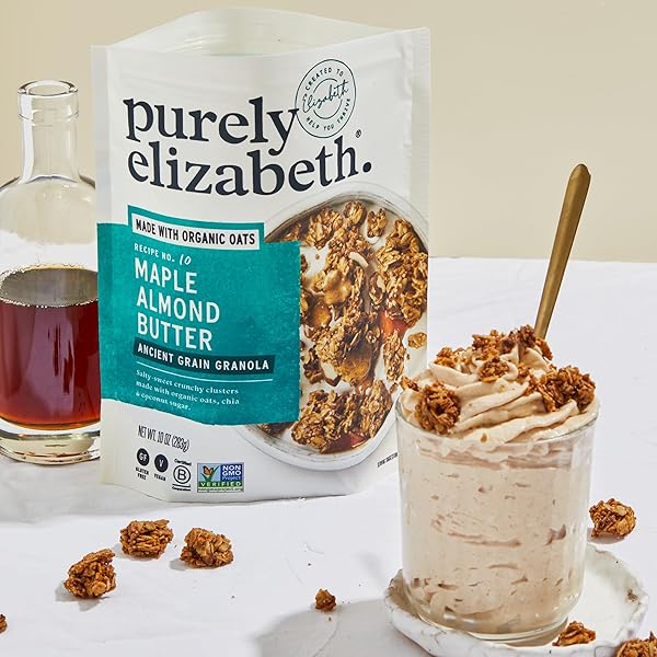 PURELY ELIZABETH MAPLE ALMOND BUTTER GRANOLA, MADE WITH ORGANIC OATS AND ANCIENT GRAINS, GLUTEN-FREE, NON-GMO (10OZ BAG)