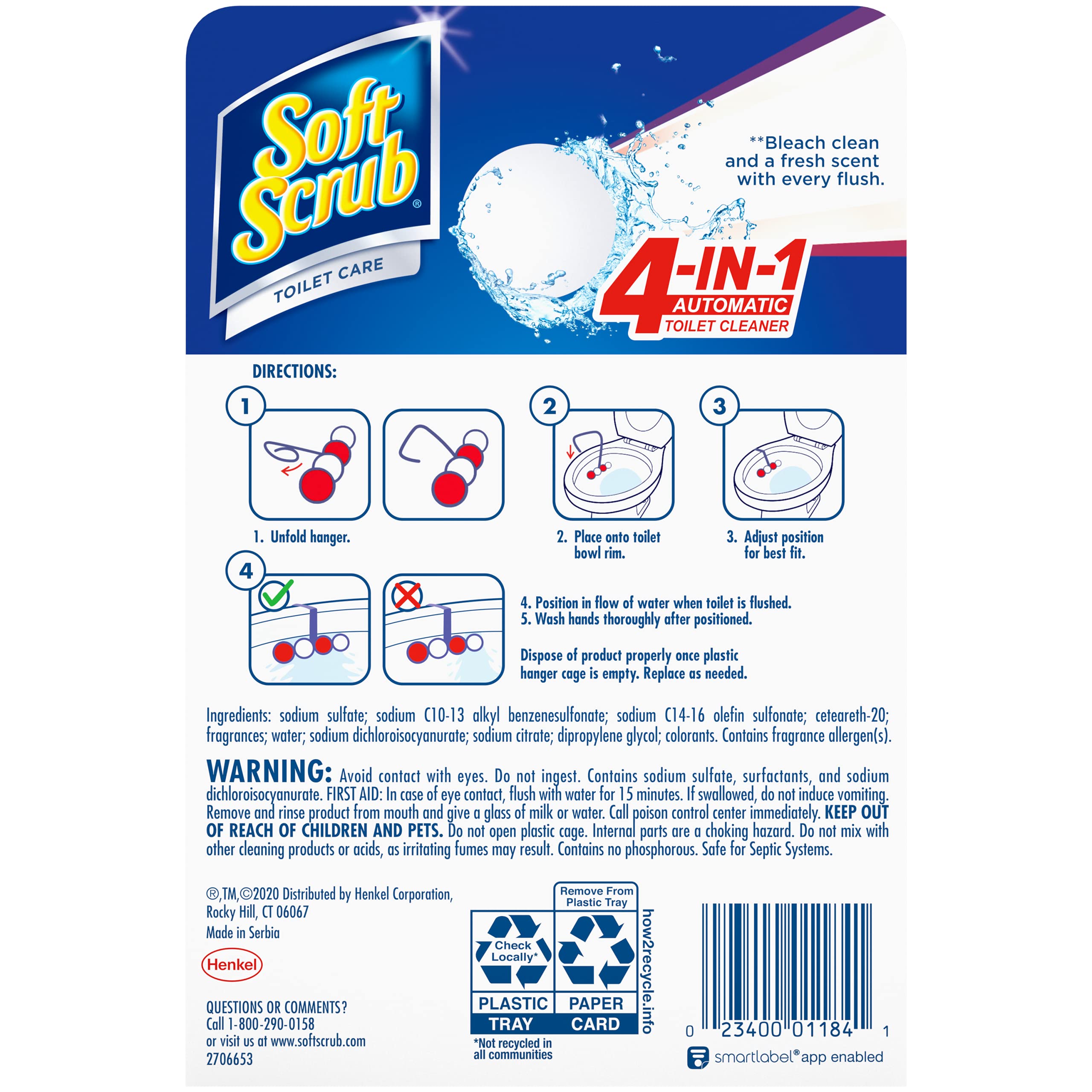 Soft Scrub 4-in-1 Toilet Care with Bleach, Alpine Fresh, 100 Gram