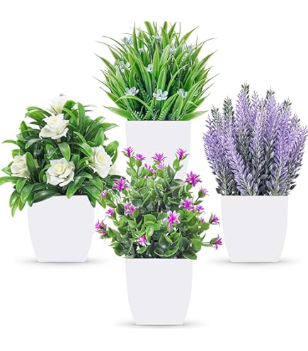 Winlyn Lot De 3 Plantes Artificielles En Pot - Eucalyptus, Romarin, Buis Dans De Petits Pots