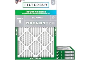 Filterbuy 8x14x1 Air Filter MERV 8 Essential Dust & Allergy Defense (4-Pack), Electrostatic Pleated HVAC AC Furnace Filters Replacement (Actual Size: 7.50 x 13.50 x 0.75)